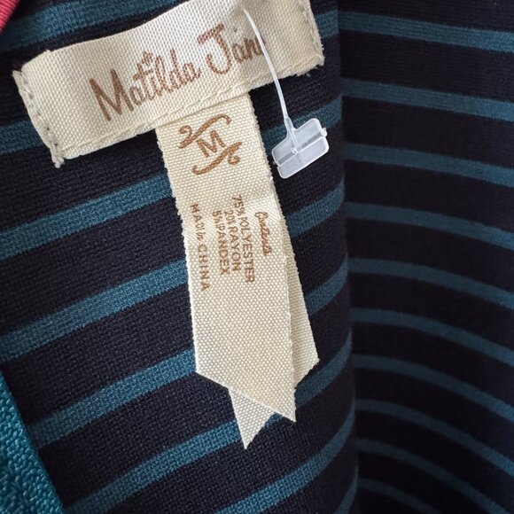 Matilda Jane Women's Peyton Fit Flare Dress Stripe Floral Rose Pockets Retro - Picture 3 of 16